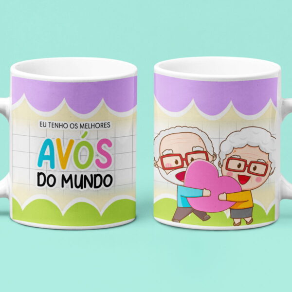 Artes Caneca Dia dos Avós Coloridas Fofas Sublimação PSD