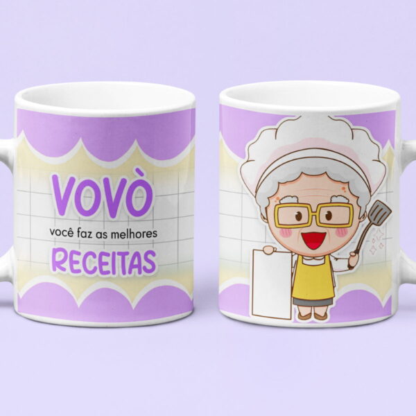 Artes Caneca Dia dos Avós Coloridas Fofas Sublimação PSD