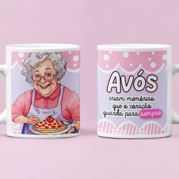 Artes Caneca Dia dos Avós Coloridas Fofas Sublimação PSD