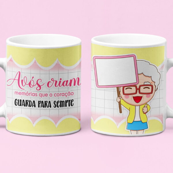 Artes Caneca Dia dos Avós Coloridas Fofas Sublimação PSD