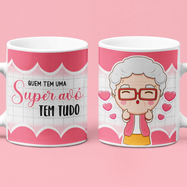 Artes Caneca Dia dos Avós Coloridas Fofas Sublimação PSD