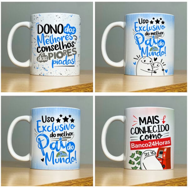 Artes Caneca Dia dos Pais Fundos Florks e Frases Pai Herói