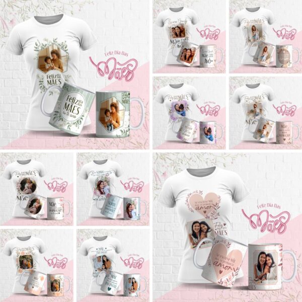 Artes Caneca e Camiseta Florais Dia das Mães 2023