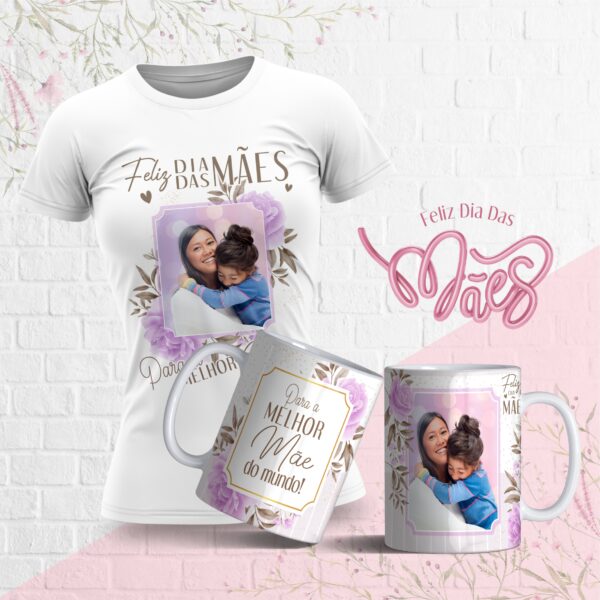Artes Caneca e Camiseta Florais Dia das Mães 2023