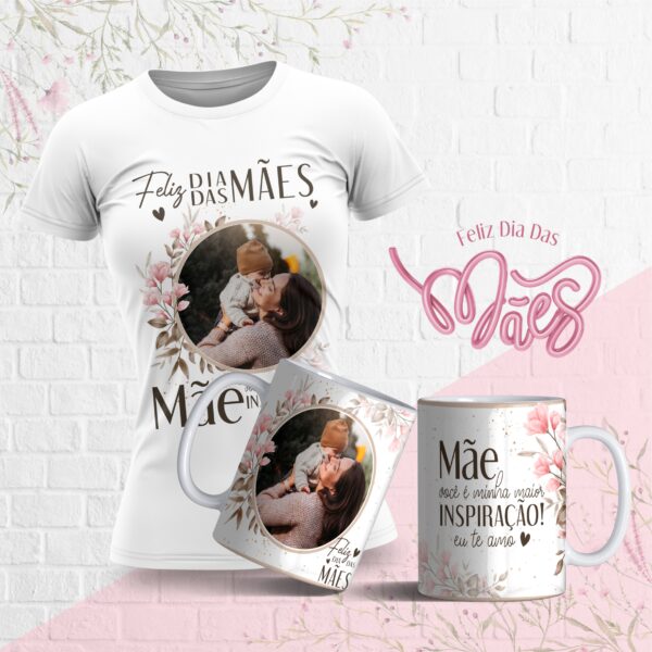 Artes Caneca e Camiseta Florais Dia das Mães 2023