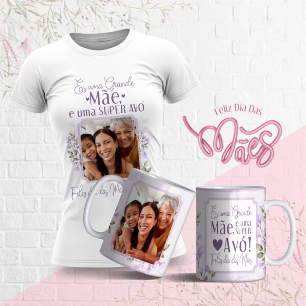 Artes Caneca e Camiseta Florais Dia das Mães 2023