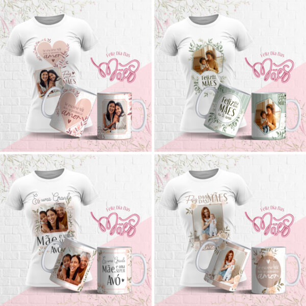 Artes Caneca e Camiseta Florais Dia das Mães 2023