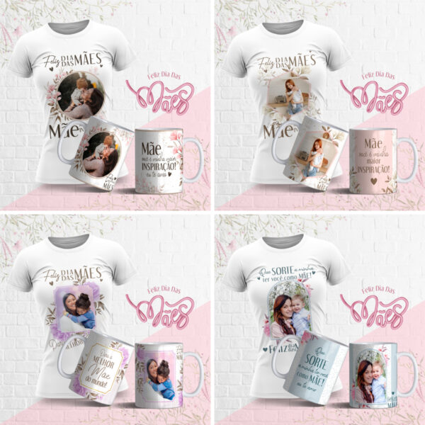 Artes Caneca e Camiseta Florais Dia das Mães 2023