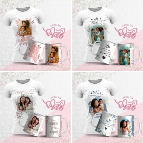 Artes Caneca e Camiseta Florais Dia das Mães 2023