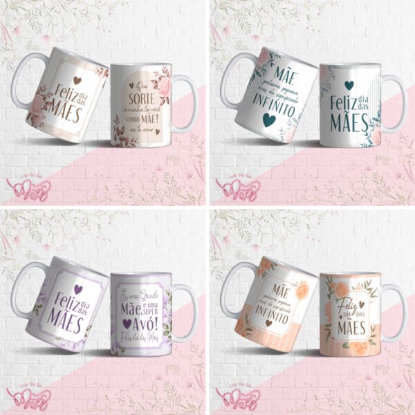 Artes Caneca Floral Dia das Mães Sublimação Personalizados