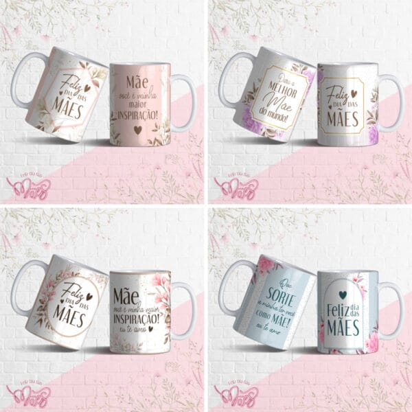 Artes Caneca Floral Dia das Mães Sublimação Personalizados
