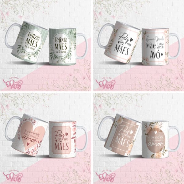 Artes Caneca Floral Dia das Mães Sublimação Personalizados
