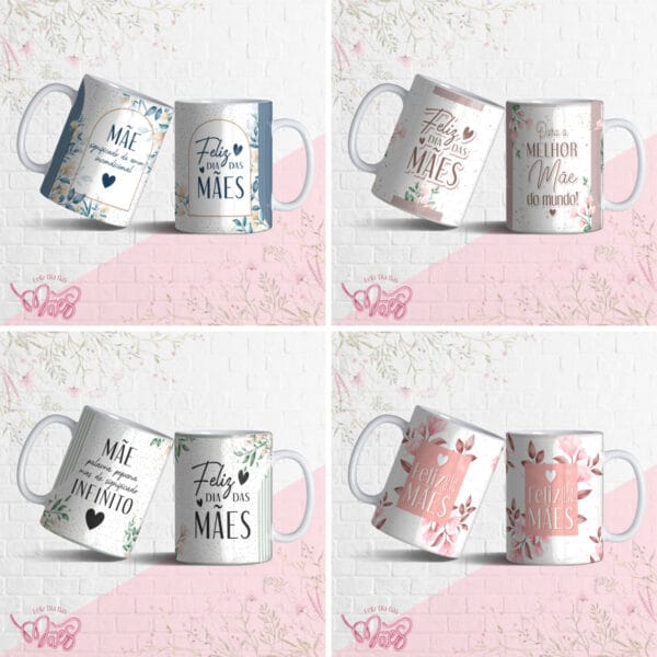 Artes Caneca Floral Dia das Mães Sublimação Personalizados