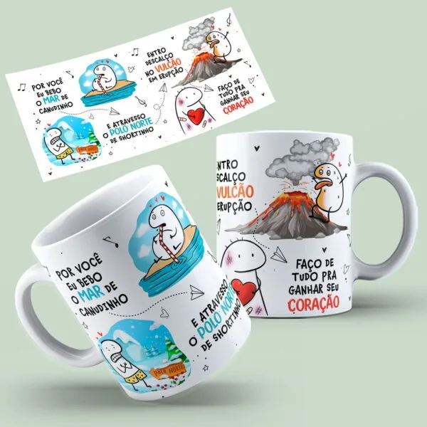 Artes Caneca Flork Canudinho Frase Menino e Menina Namorados