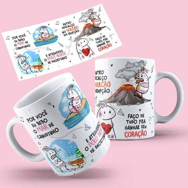 Artes Caneca Flork Canudinho Frase Menino e Menina Namorados