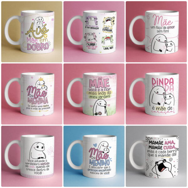 Artes Caneca Flork Dia das Mães Arquivos Sublimação Png