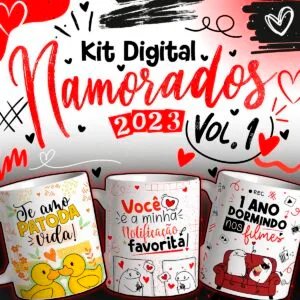 Artes Caneca Flork Dia dos Namorados Frases e Ilustrações