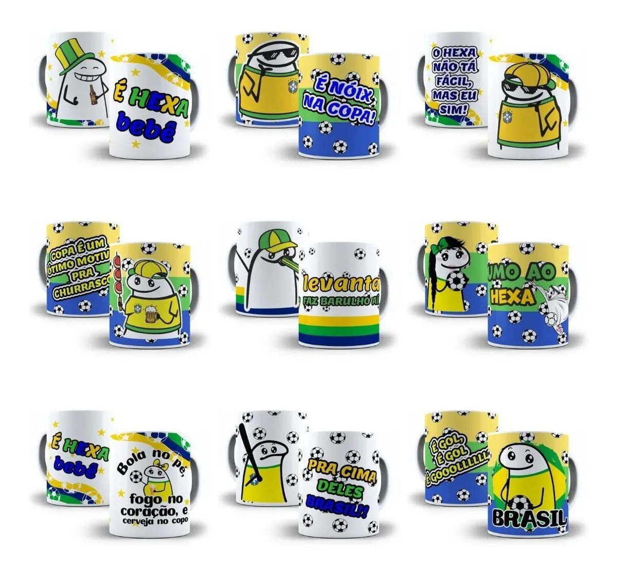 Artes Caneca Flork Seleção Brasileira Copa 2022 Sublimação 2 Artes Caneca Flork Seleção Brasileira Copa 2022 Sublimação