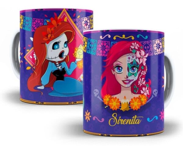Artes Caneca Halloween Princesas Disney Editável Photoshop