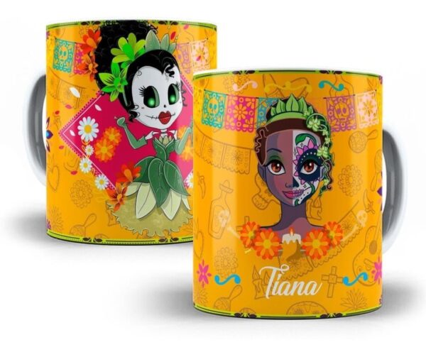 Artes Caneca Halloween Princesas Disney Editável Photoshop