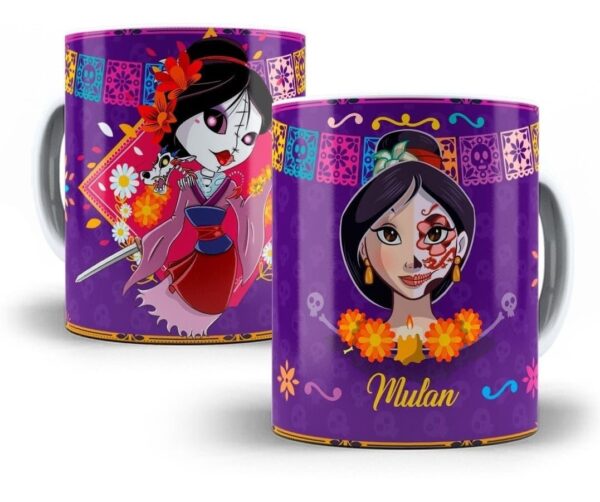 Artes Caneca Halloween Princesas Disney Editável Photoshop