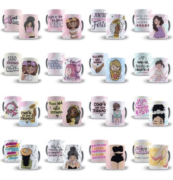 Artes Caneca Mulher Forte Motivacional Frases Editável Corel