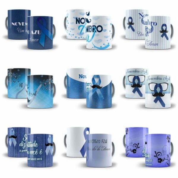 Artes Caneca Novembro Azul Editável Em Corel e Photoshop