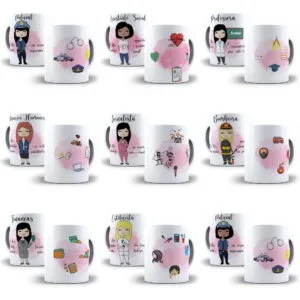 Artes Caneca Profissões Enfermeira Manicure Advogada Gari