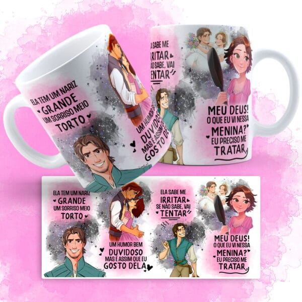 Artes Caneca Sorriso Torto Enrolados Ele e Ela Sublimação