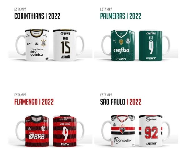 Artes Caneca Times Brasileiros Brasileirão 2022 Editáveis