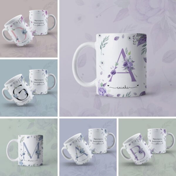 Artes Canecas Alfabeto Floral Dia Das Mulheres Sublimação