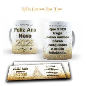 Artes Canecas Ano Novo 2025- Jpg, Corel e pdf
