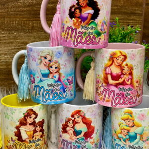 Artes Canecas Mãe Princesas - Arquivo Digital 13 Artes Canecas Mãe Princesas - Arquivo Digital