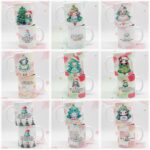 Artes Canecas Natal Aquarelado - Png