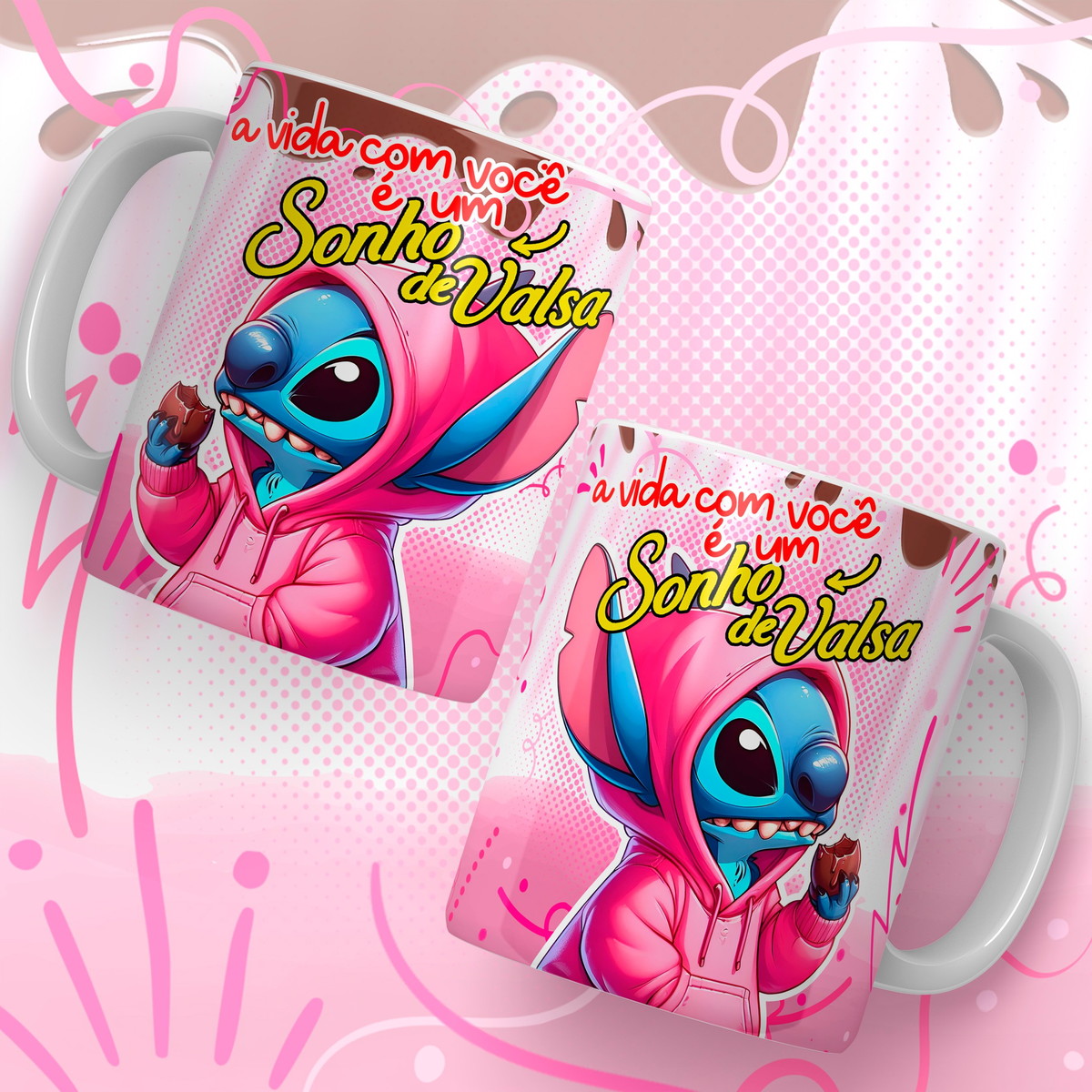 Artes Canecas Páscoa Stitch - Arquivo Digital 4 Artes Canecas Pascoa Stitch Arquivo Digital