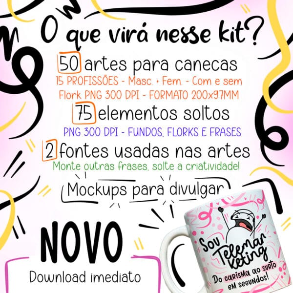 Artes Canecas Profissões Vol. 1 Psicóloga Médica Enfermeira