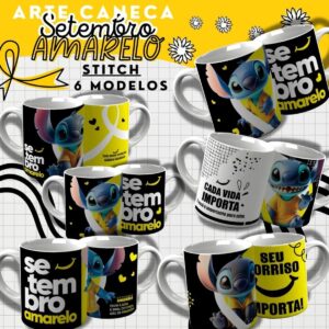 Artes Canecas Setembro Amarelo Stitch