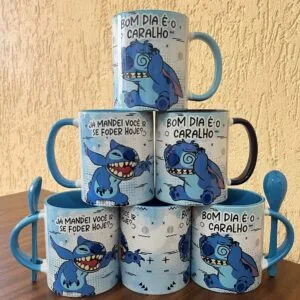 Artes Canecas Stitch Cansado - Png