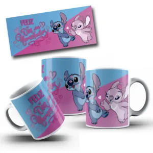 Artes de Stitch & Angel para Canecas Dia dos Namorados