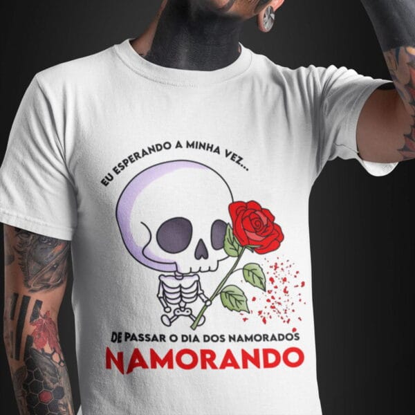 Artes Dia dos Namorados Caveiras Fofas Caneca Camiseta