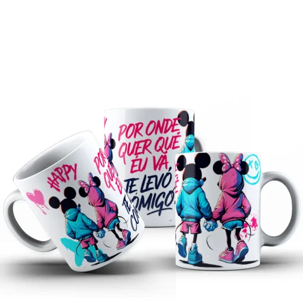 Artes Digitais Mickey e Minnie para Canecas - Namorados