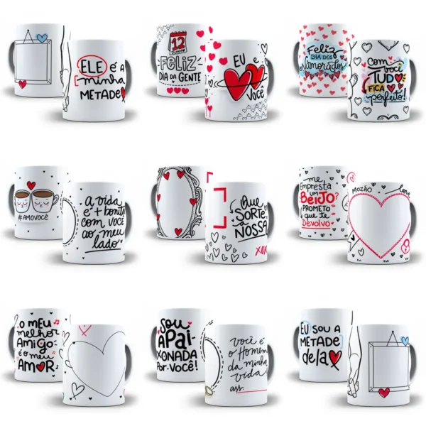 Artes Digitais para Caneca de Dia dos Namorados