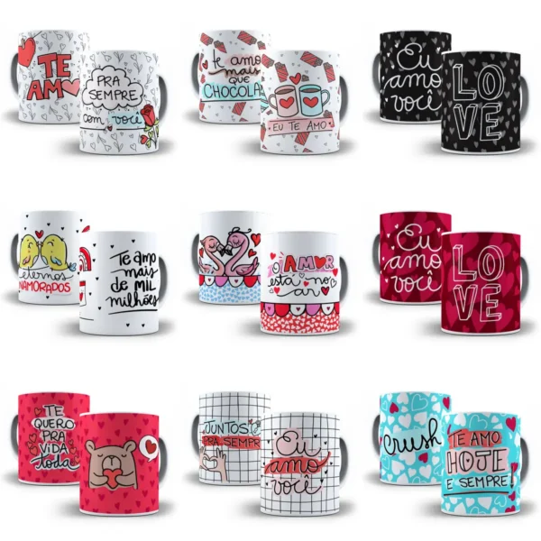 Artes Digitais para Caneca de Dia dos Namorados