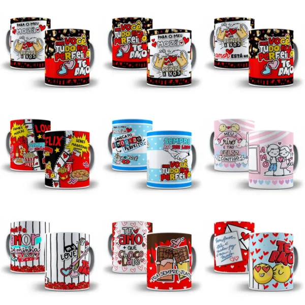 Artes Digitais para Caneca de Dia dos Namorados