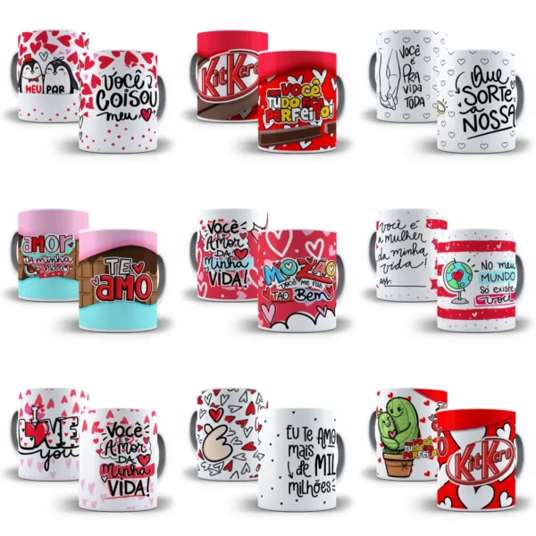 Artes Digitais para Caneca de Dia dos Namorados