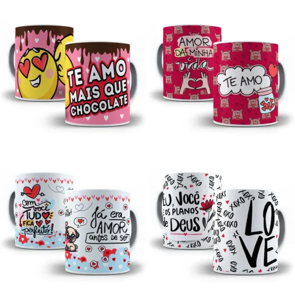 Artes Digitais para Caneca de Dia dos Namorados
