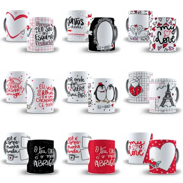 Artes Digitais para Caneca de Dia dos Namorados