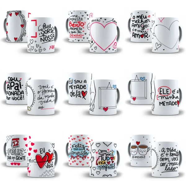 Artes Digitais para Caneca de Dia dos Namorados