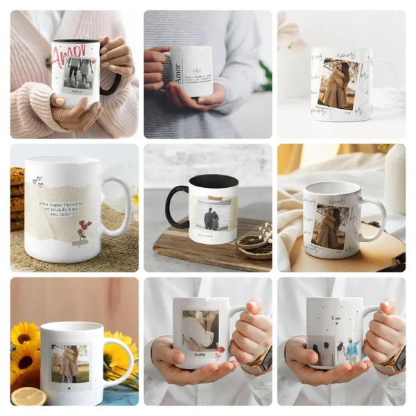 Artes Editáveis para Caneca de Dia dos Namorados
