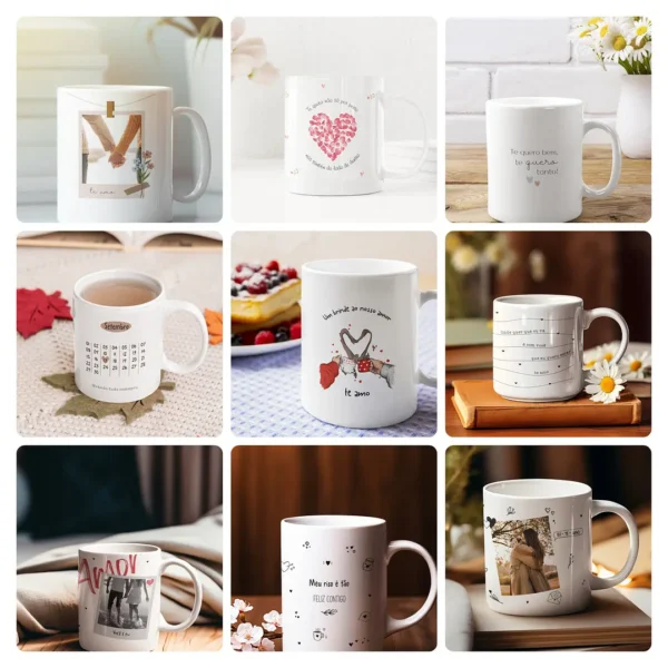 Artes Editáveis para Caneca de Dia dos Namorados